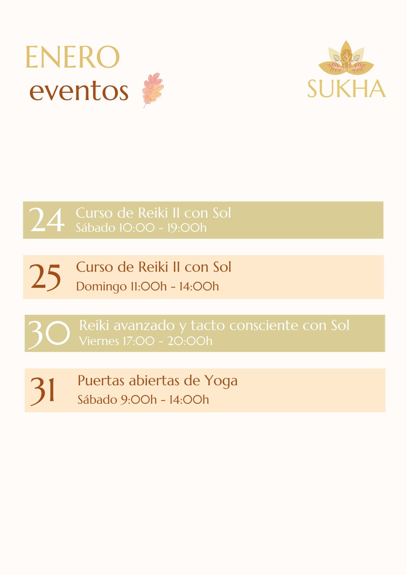 Eventos Sukha Enero 2026