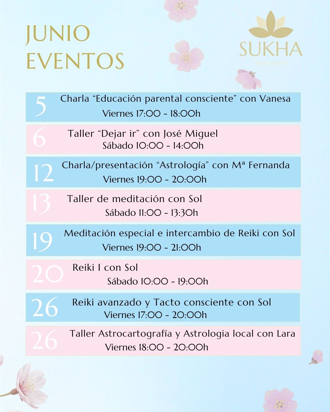 Eventos junio 26 Sukha