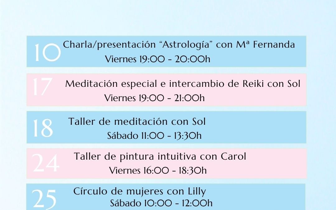 AGENDA, EVENTOS Y CHARLAS JULIO