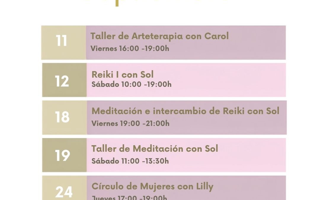 AGENDA, EVENTOS Y CHARLAS SEPTIEMBRE